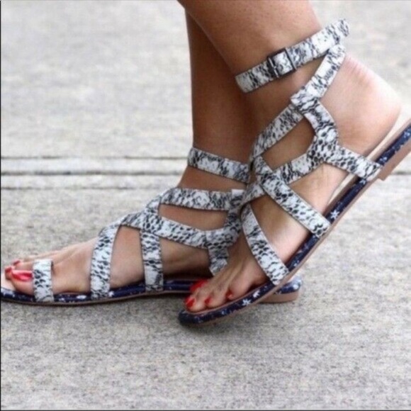 CAbi Shoes - Cabi Athena Python Embossed Gladiator Sandals Size 7